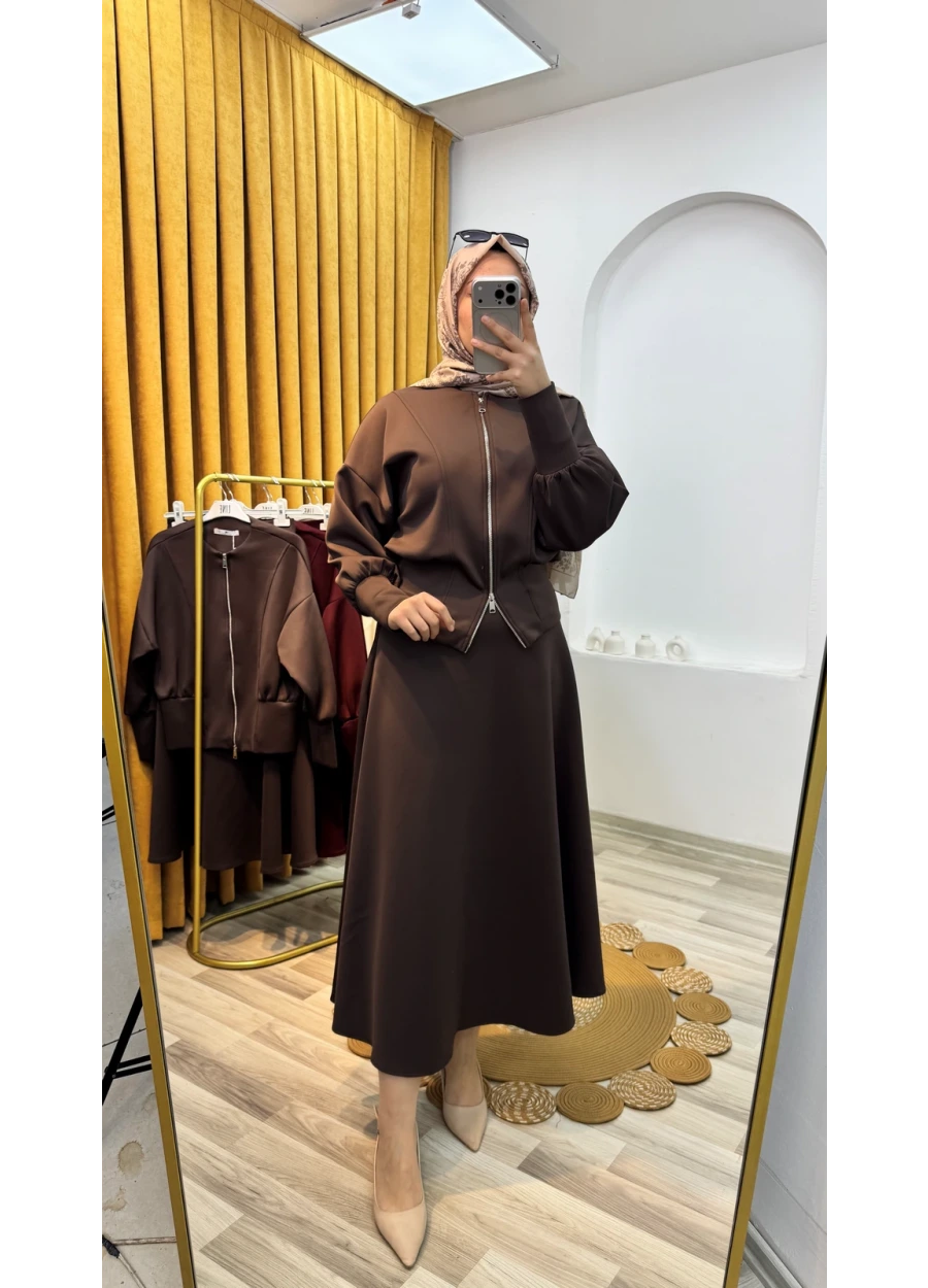 Scuba Etekli Takım Kahverengi