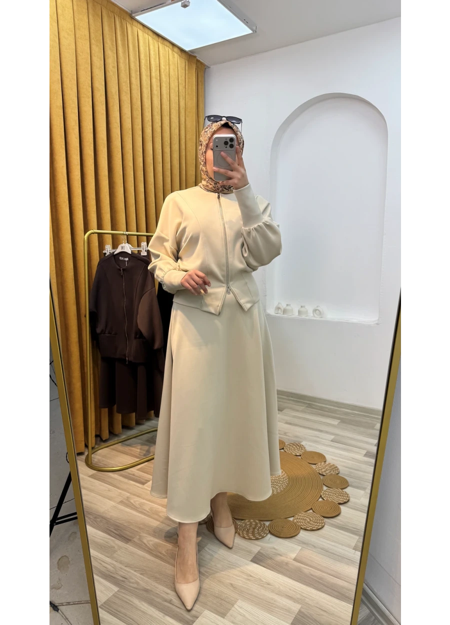 Scuba Etekli Takım Bej