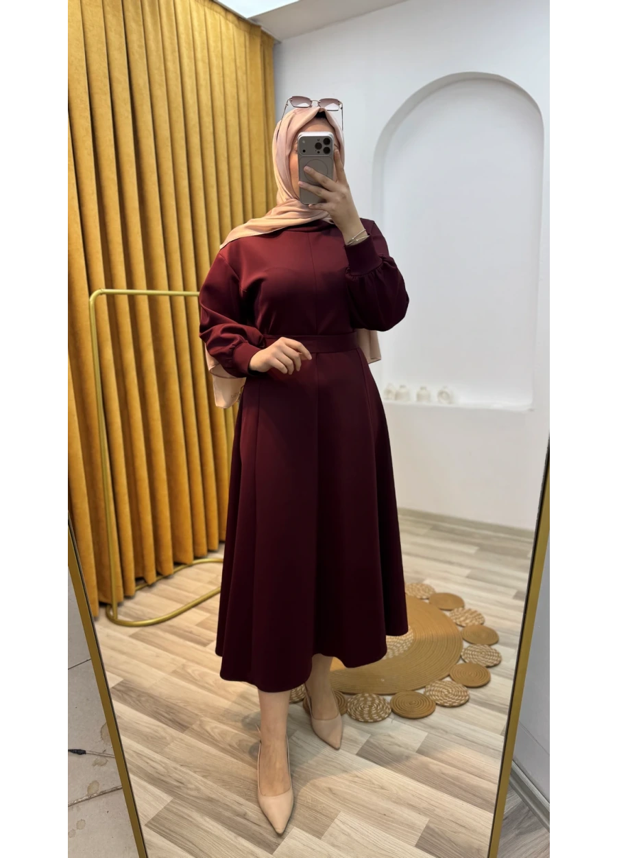 Skuba Elbise Bordo