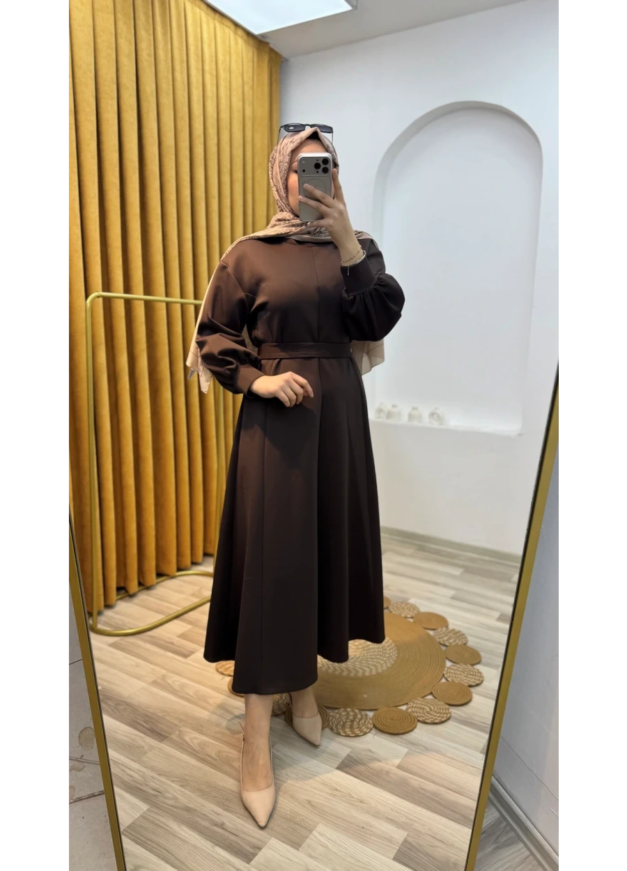 Skuba Elbise Kahverengi