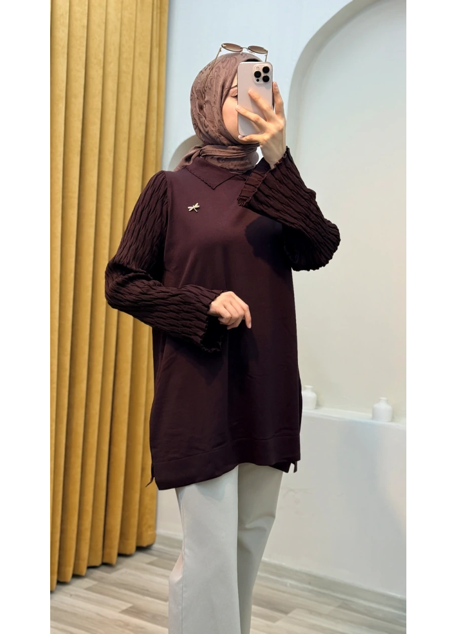 Vivalolita Mandal Triko Tunik Kahverengi