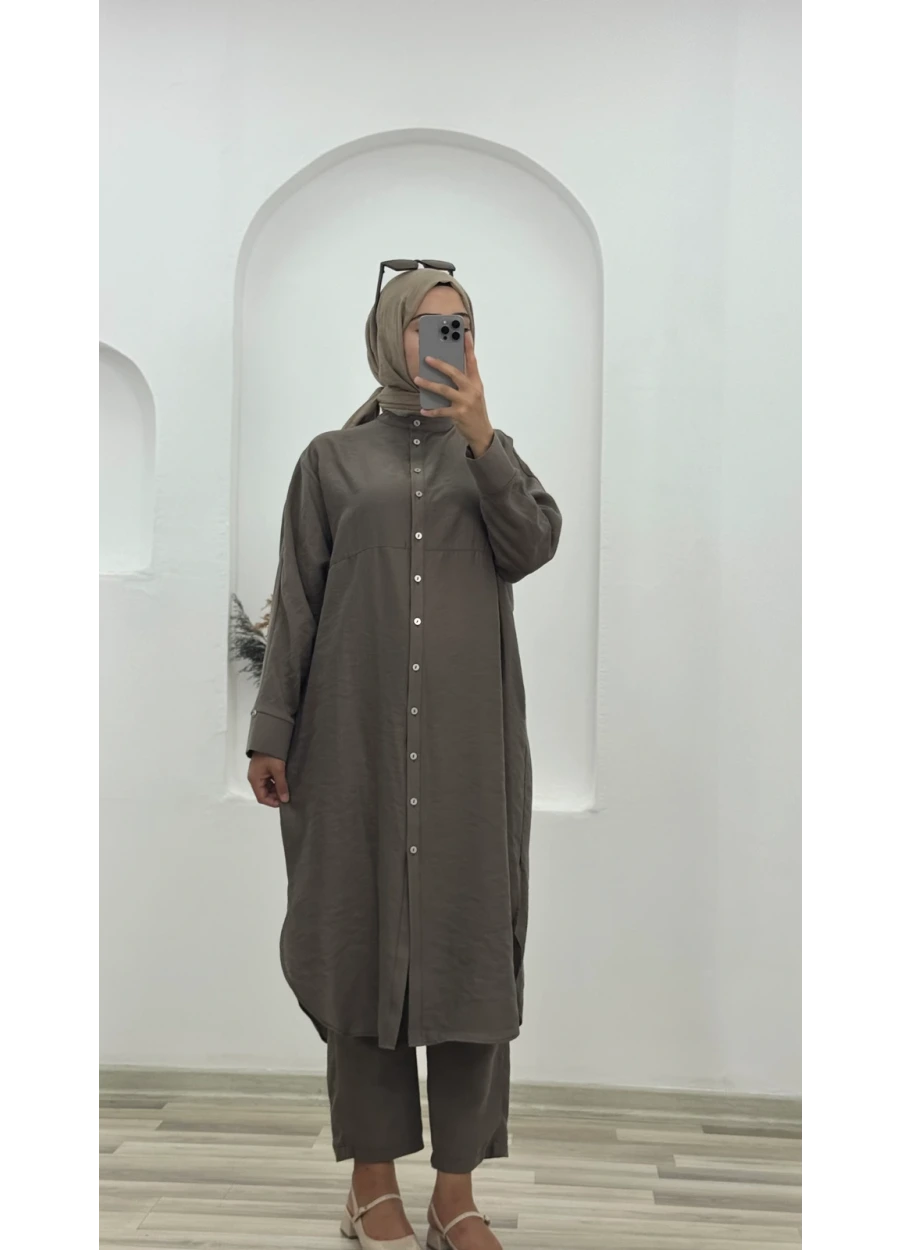 Armine Trend Uzun Tunikli Takım Kahverengi