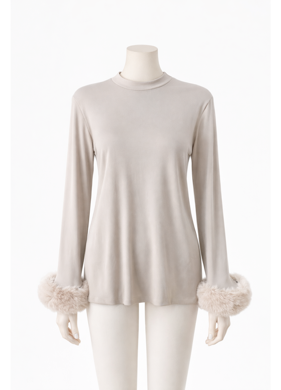 Kolu Kürklü Sandy Bluz Vizon