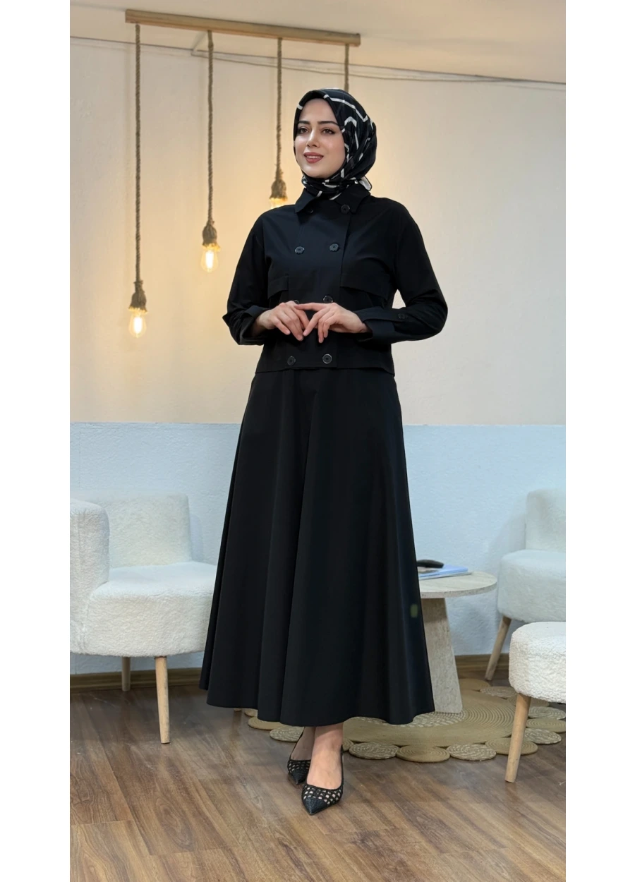 Tencel Kumaş Etekli Takım Siyah