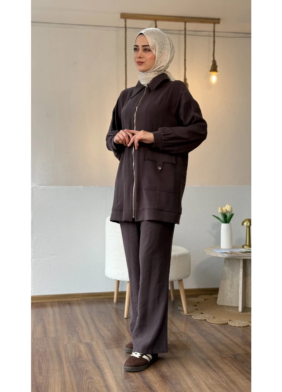 Armine Trend Pantolonlu Takım Bitter