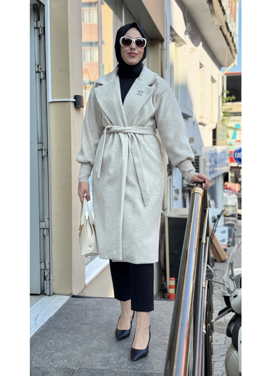  Esswaap Broş Detaylı Ribana Kollu Kaban Taş