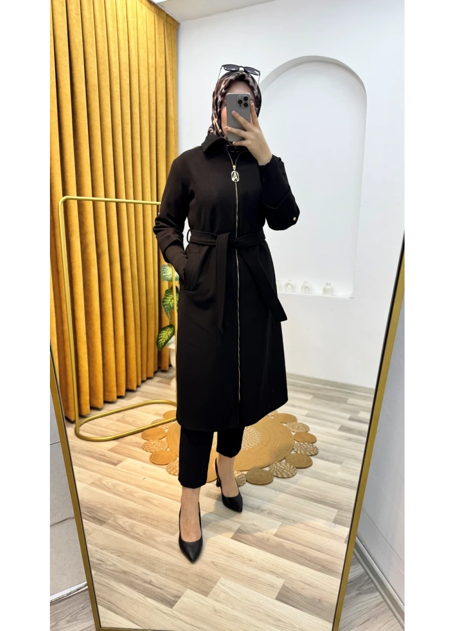 Armine Trend Kolları Ribonalı Kaban Siyah