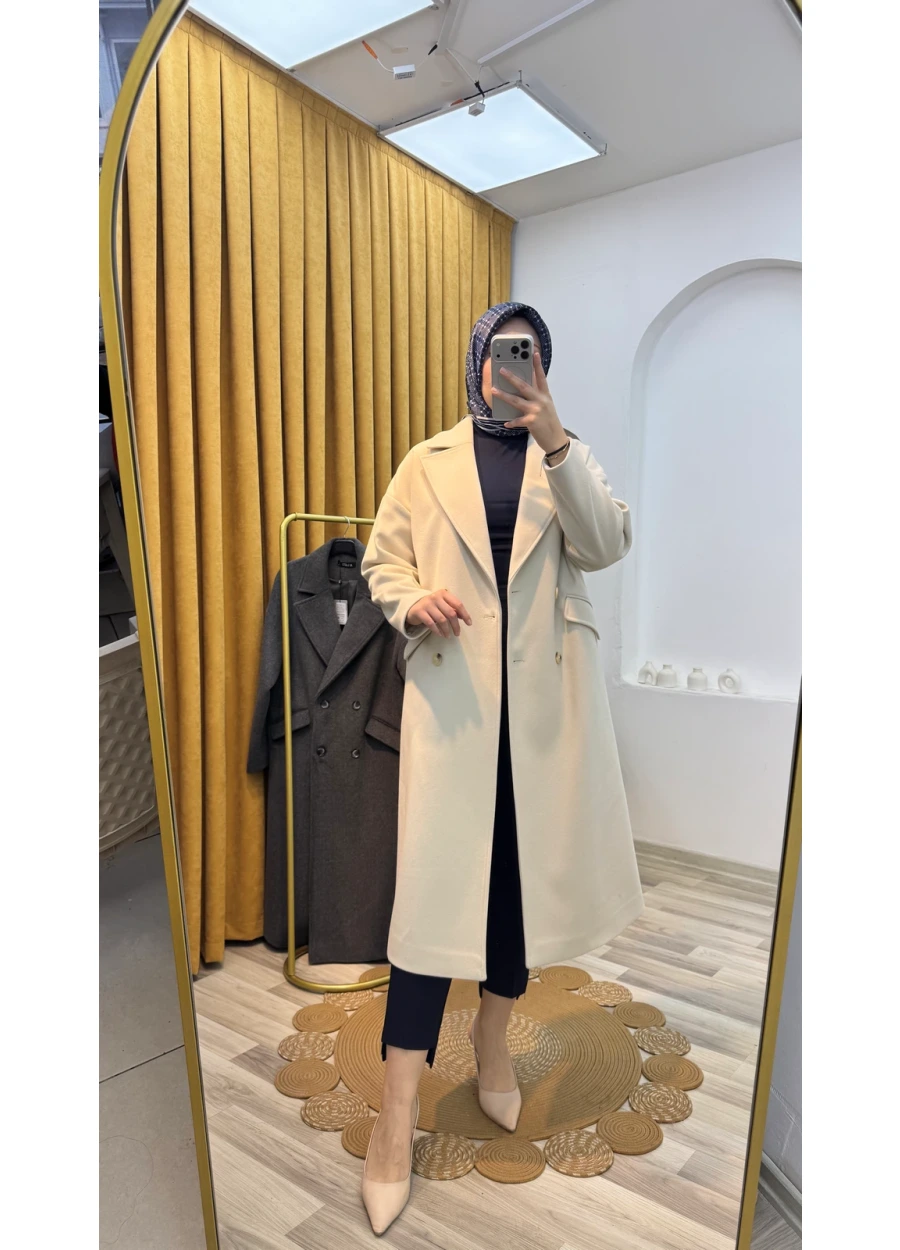 Armine Trend Oversize Kaşe Kaban Taş
