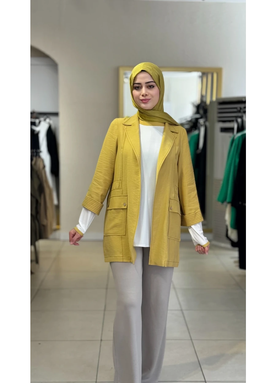 Büzgü Detaylı Keten Tencel İç Dış Takım
