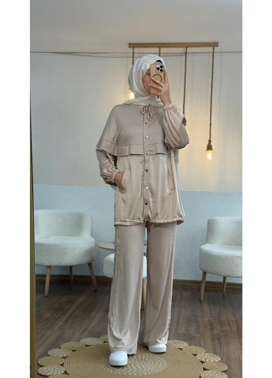 Jupe Spor Pantolonlu Takım Bej 