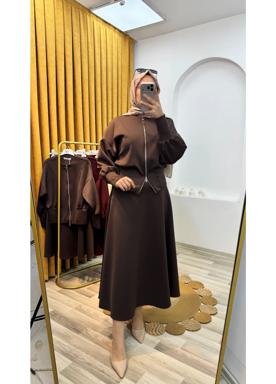 Scuba Etekli Takım Kahverengi