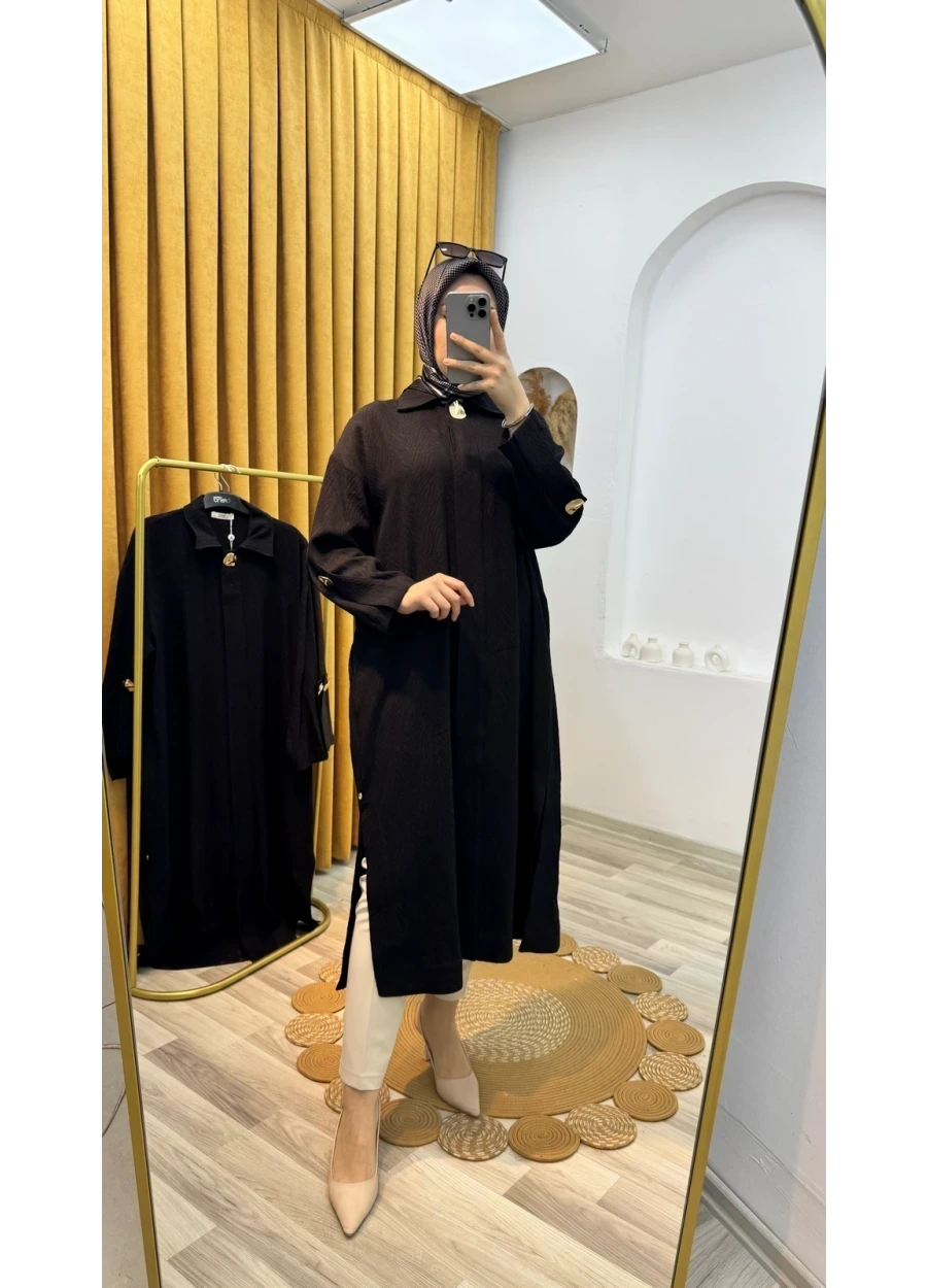 Armine Trend Tek Düğme Detay Kap Siyah