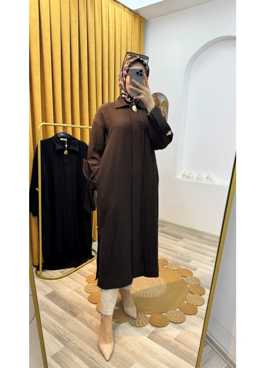 Armine Trend Tek Düğme Detay Kap Kahverengi