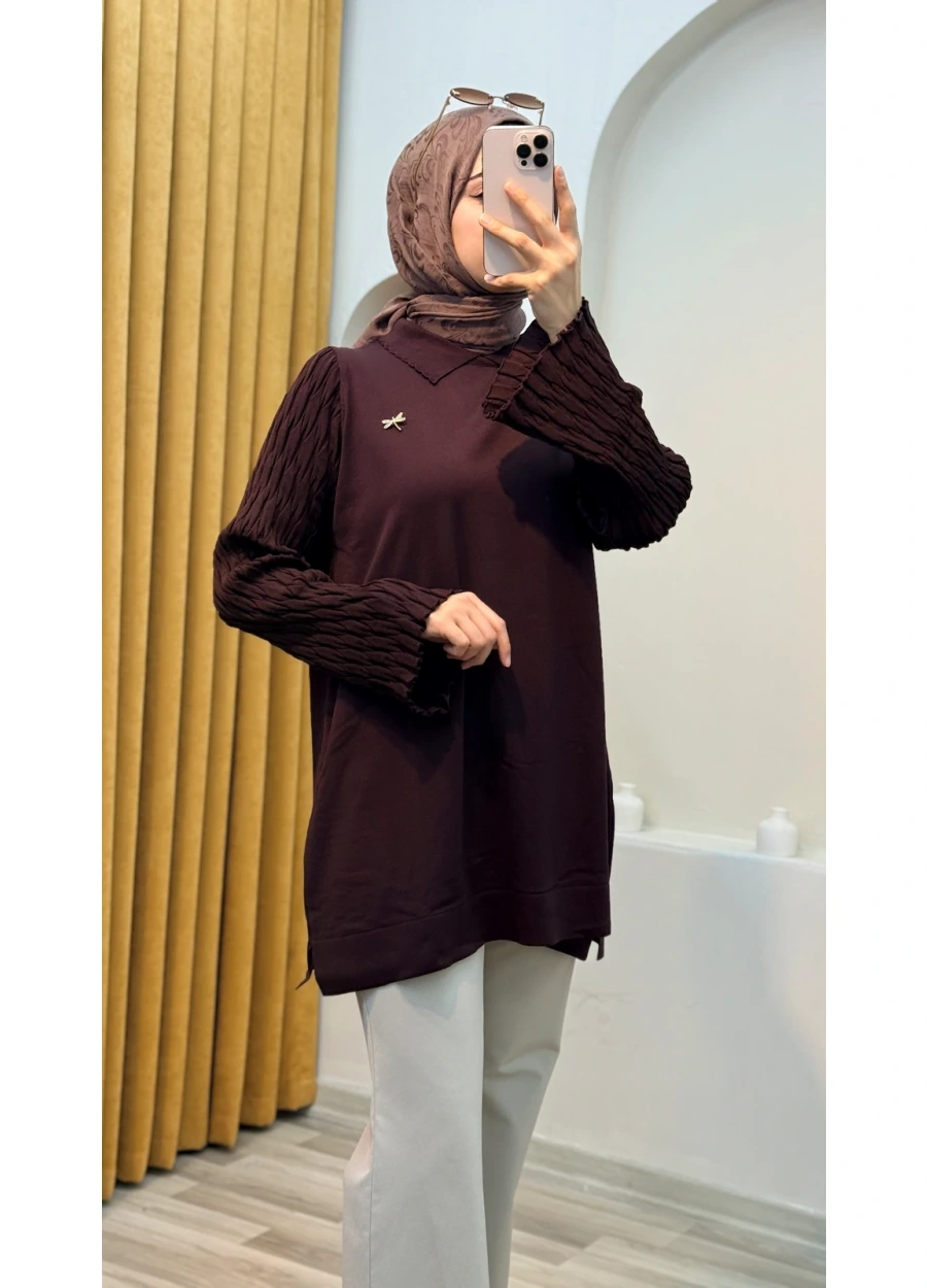 Vivalolita Mandal Triko Tunik Kahverengi