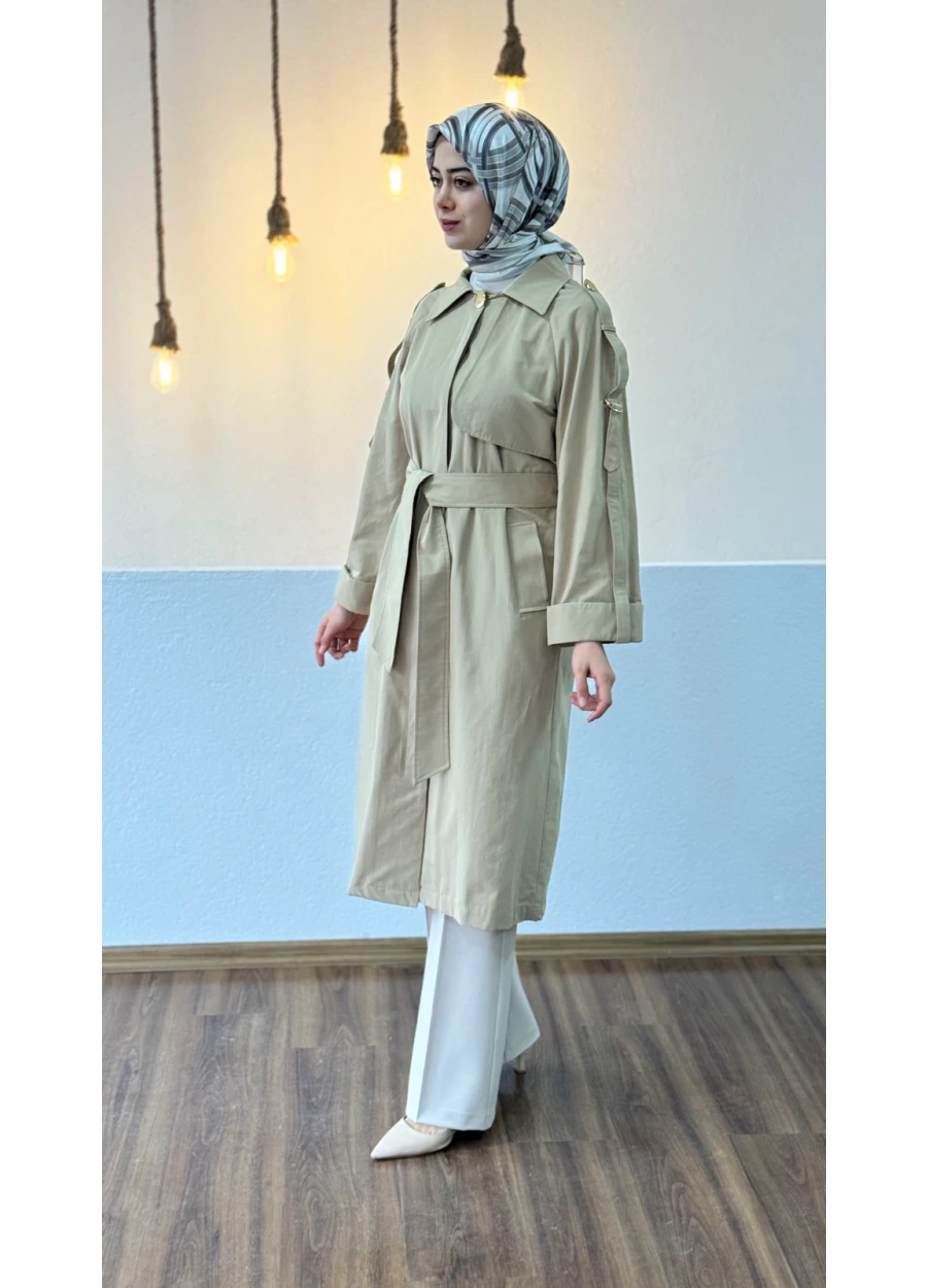 Armine Trend Kol Toka Detay Trenç Bej