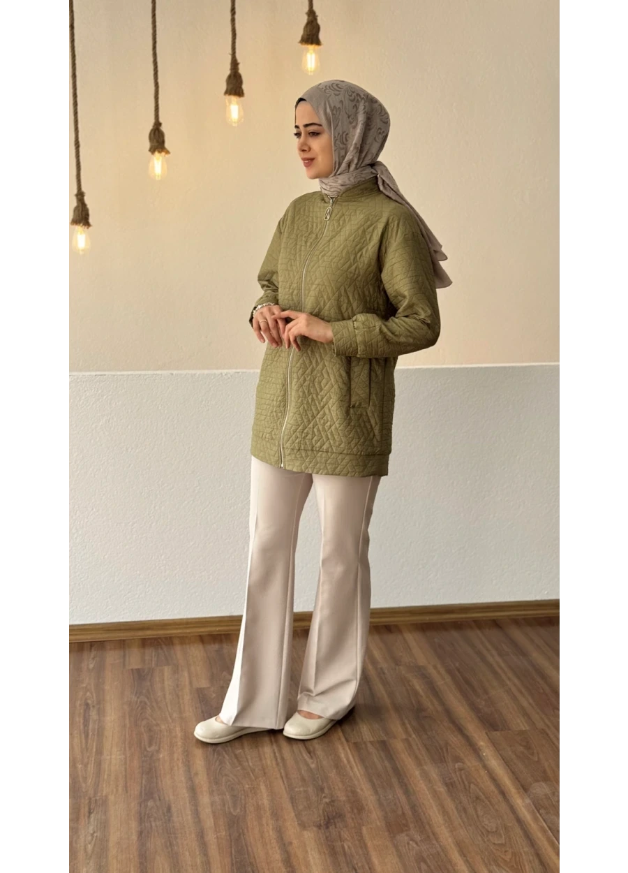 Armine Trend  İnce Kabartma Detay Kap Küf yeşili 