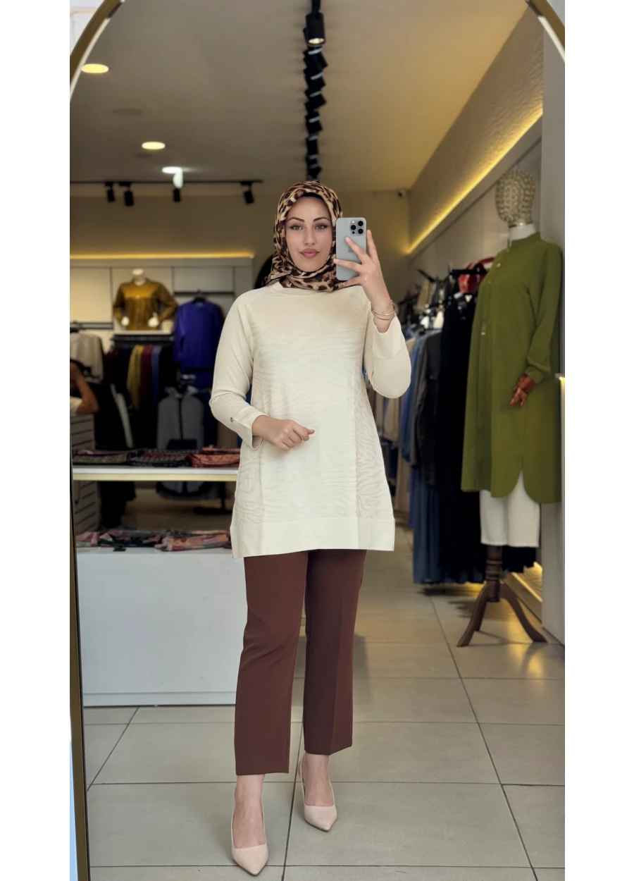 Armine Trend Desenli Triko Tunik Taş