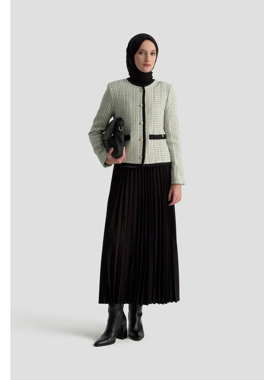 Tüvit Kumaş Ceket Piliseli Etekli Takım