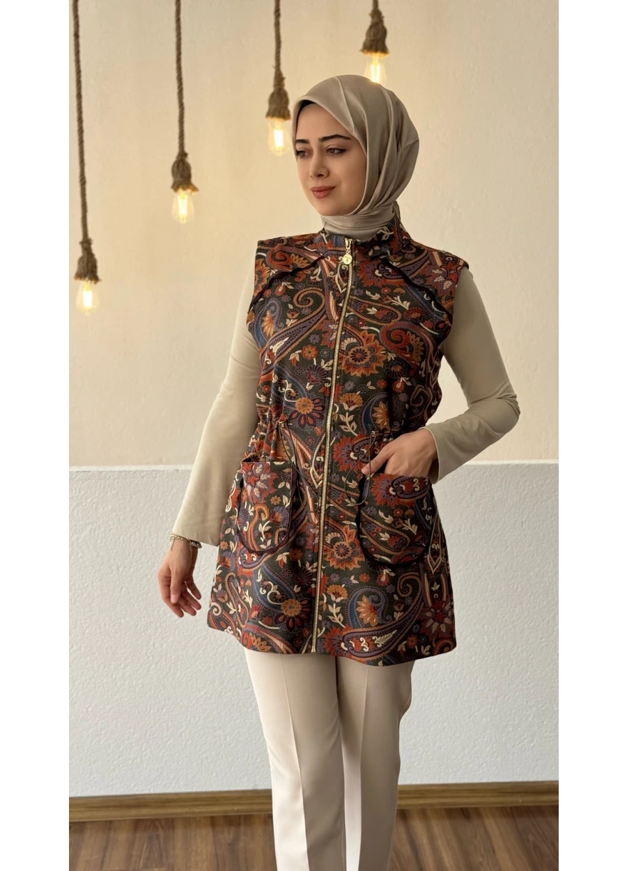 Marcha Şal Desenli Yelek