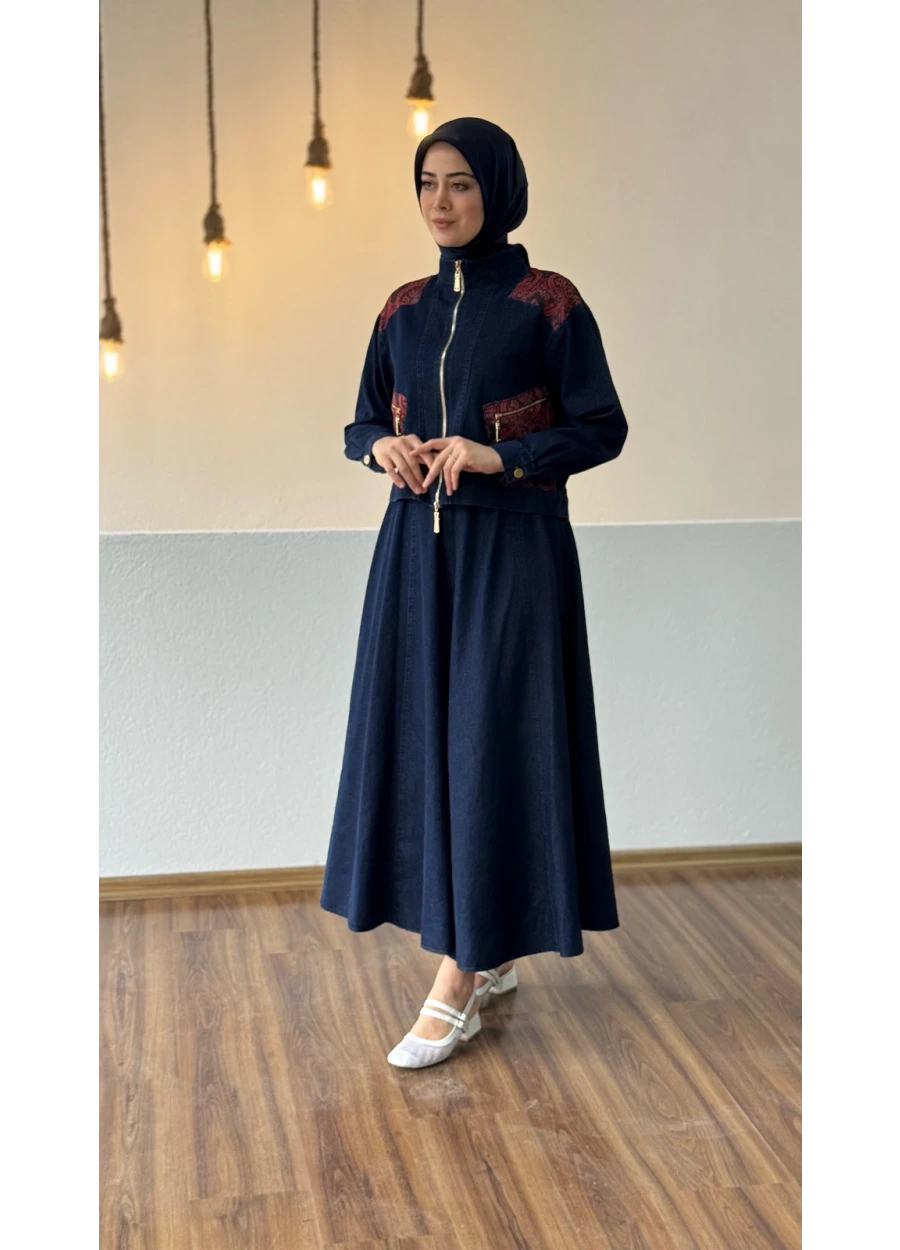 Marcha Etnik Desenli Ceketli Etek Takım