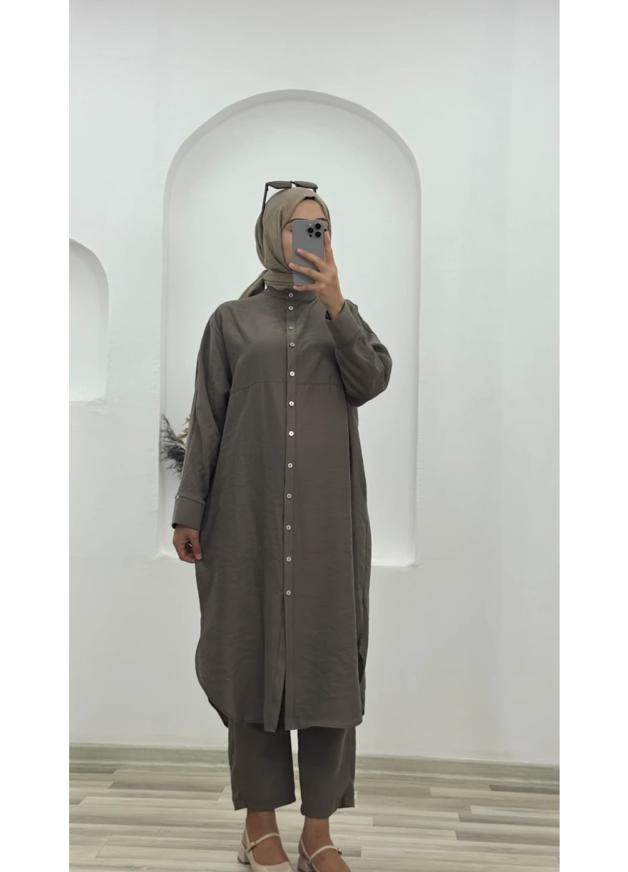 Armine Trend Uzun Tunikli Takım Kahverengi